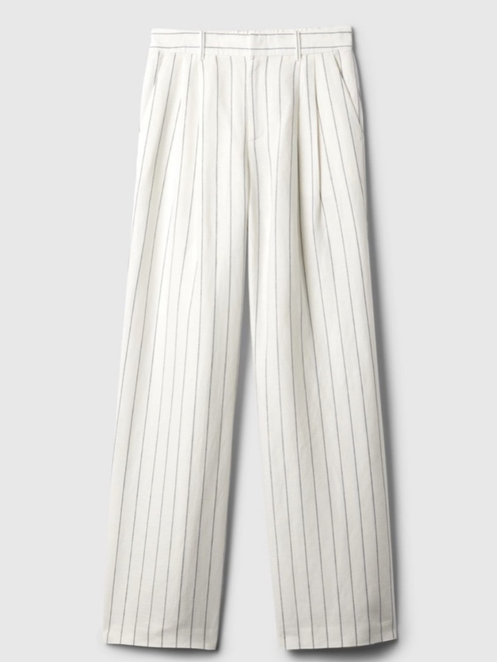 Gap Pleated Wide-Leg Striped Linen-Blend Pants-White & blue stripe. Size 2. NWT - Picture 3 of 9